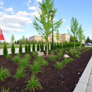 Commercial landscape design and planting for office complex in Raleigh North Carolina