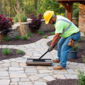 Paver walkway and hardscape installation in Raleigh North Carolina
