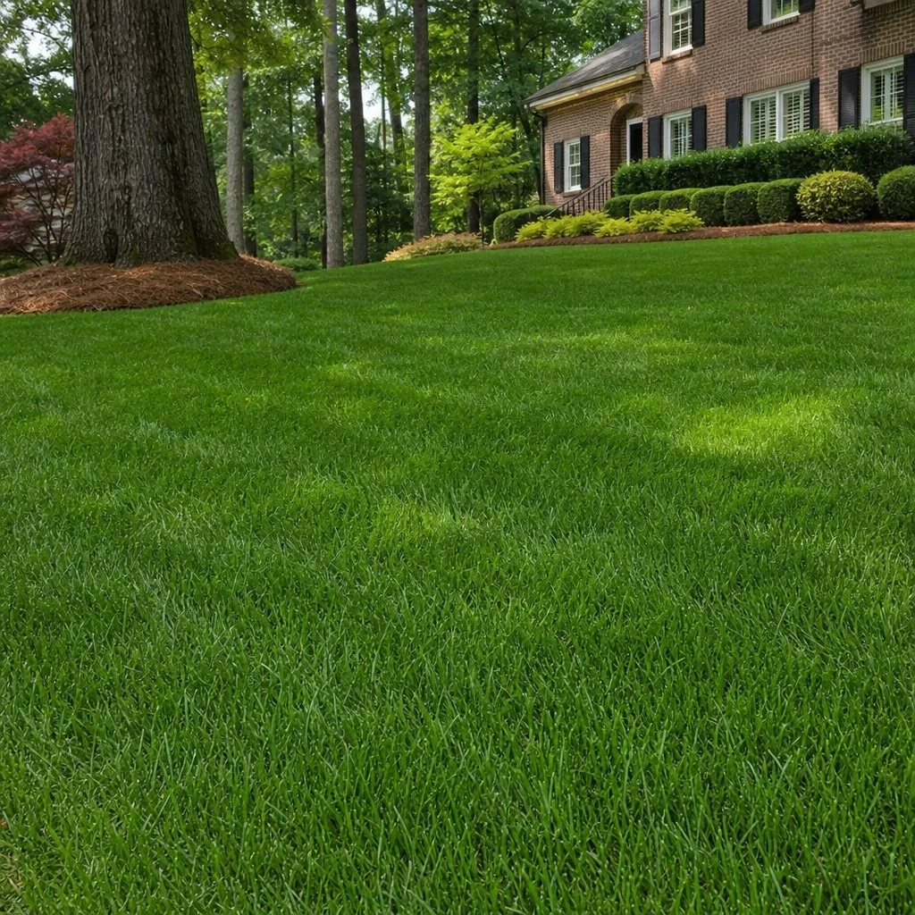 Young fescue lawn establishing at a Knightdale home