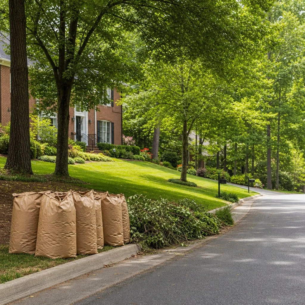 Hardwood leaf cleanup at a Wake Forest property